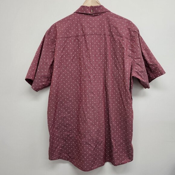TRAVIS MATHEW Shirt XXL NOT YOUR BEST Short Sleeve Button Up Heather Ruby NEW - Picture 2 of 9